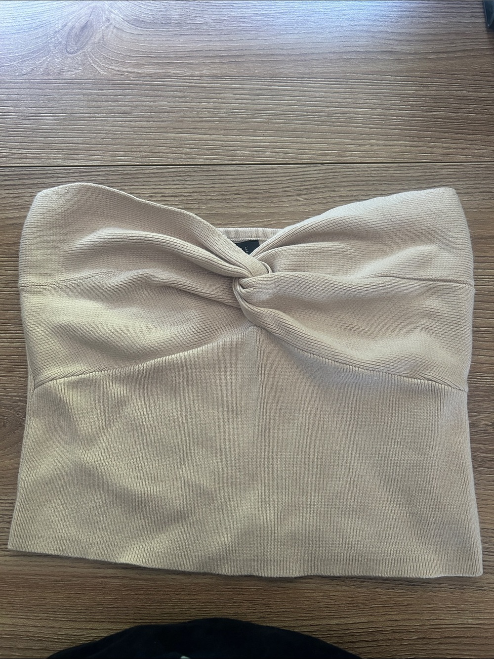 Dynamite Beige Twist-Front Mini Skirt